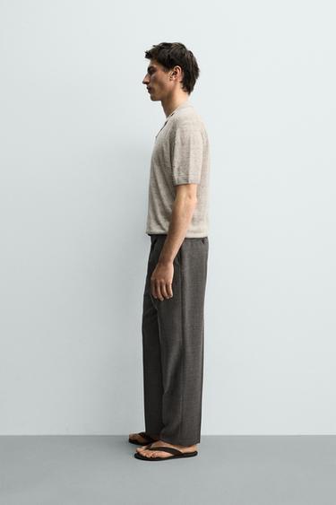 REGULAR FIT 100% LINEN KNIT POLO SHIRT - Grey marl by Zara - Image 3