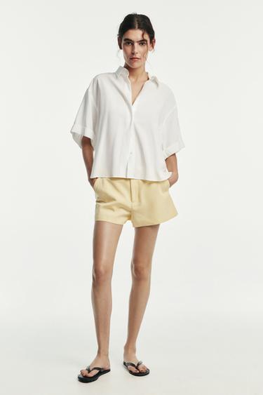 CAMISA FLUIDA MANGA CORTA - Blanco de Zara