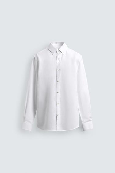 REGULAR FIT COTTON/LINEN SHIRT - White by Zara