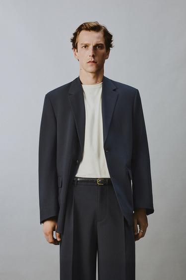 Zara 寬鬆版西裝外套 - 深海藍色