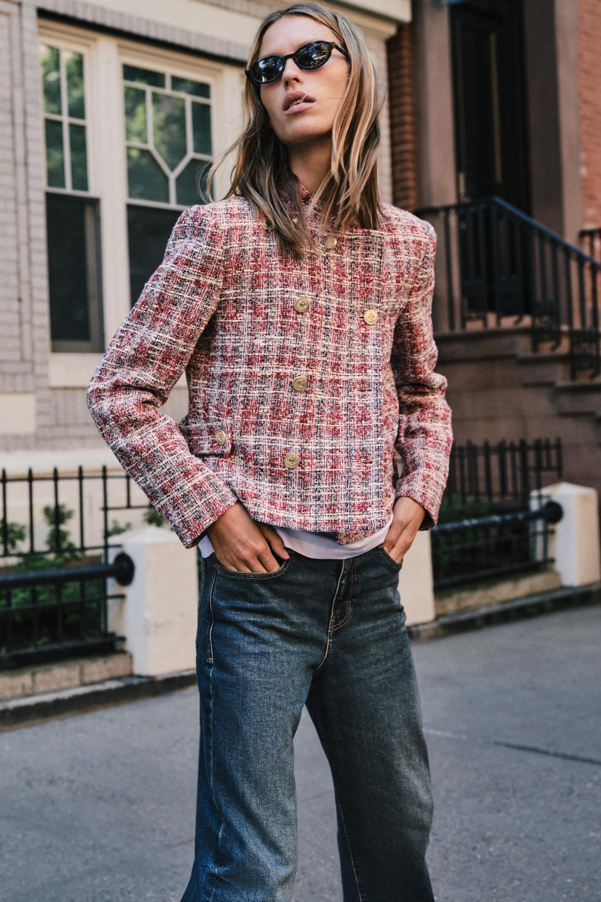 Zara Dokulu Crop Blazer görsel 3