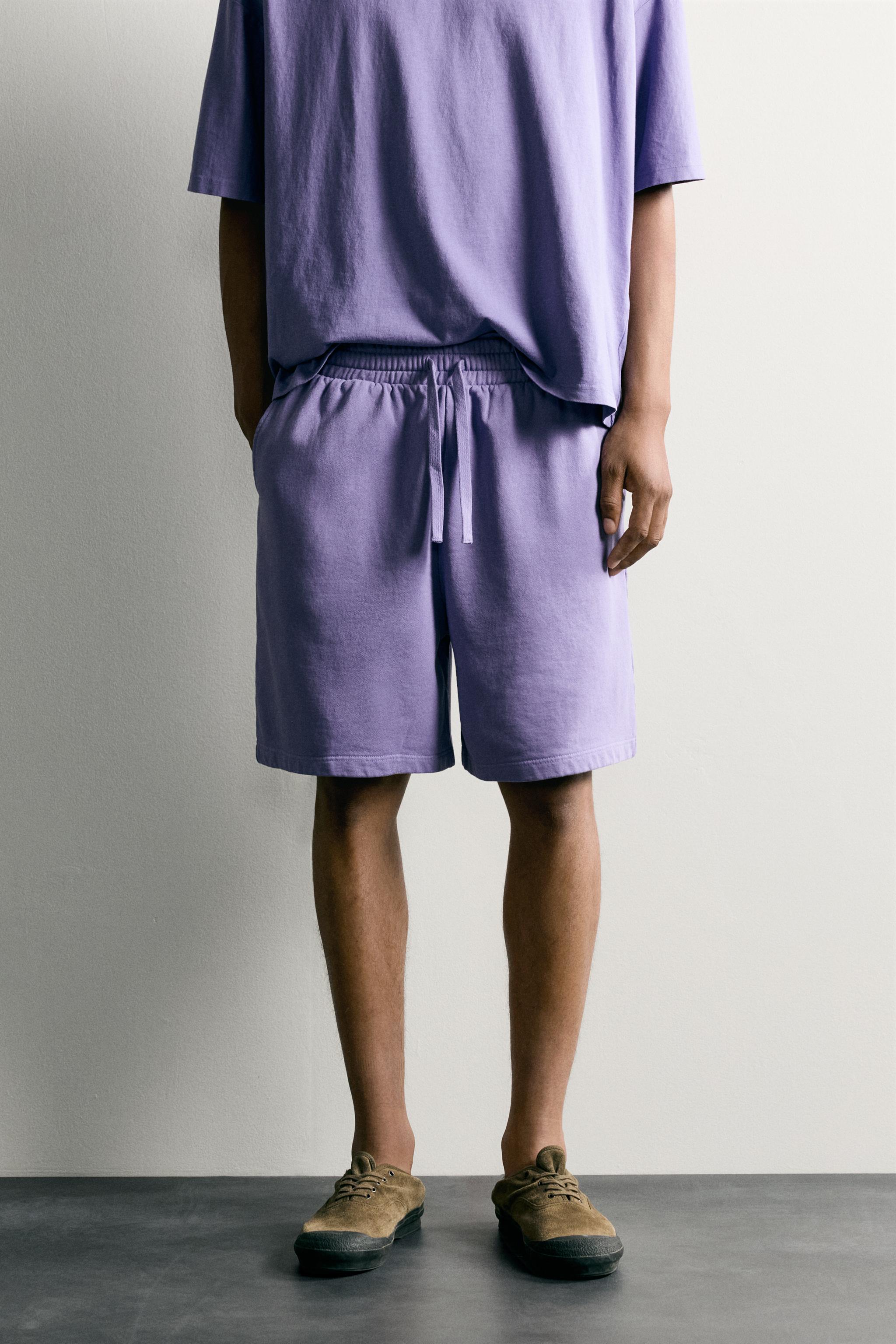BASIC WASHED SWEATSHORTS — Purple