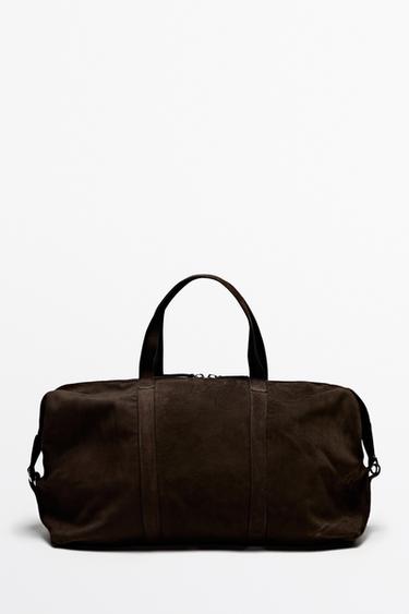 Zara Split suede leather sport bag - Chocolate - Image 0
