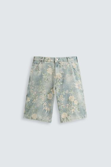 FLORAL PRINT CARPENTER POCKET BERMUDA SHORTS - Printed by Zara