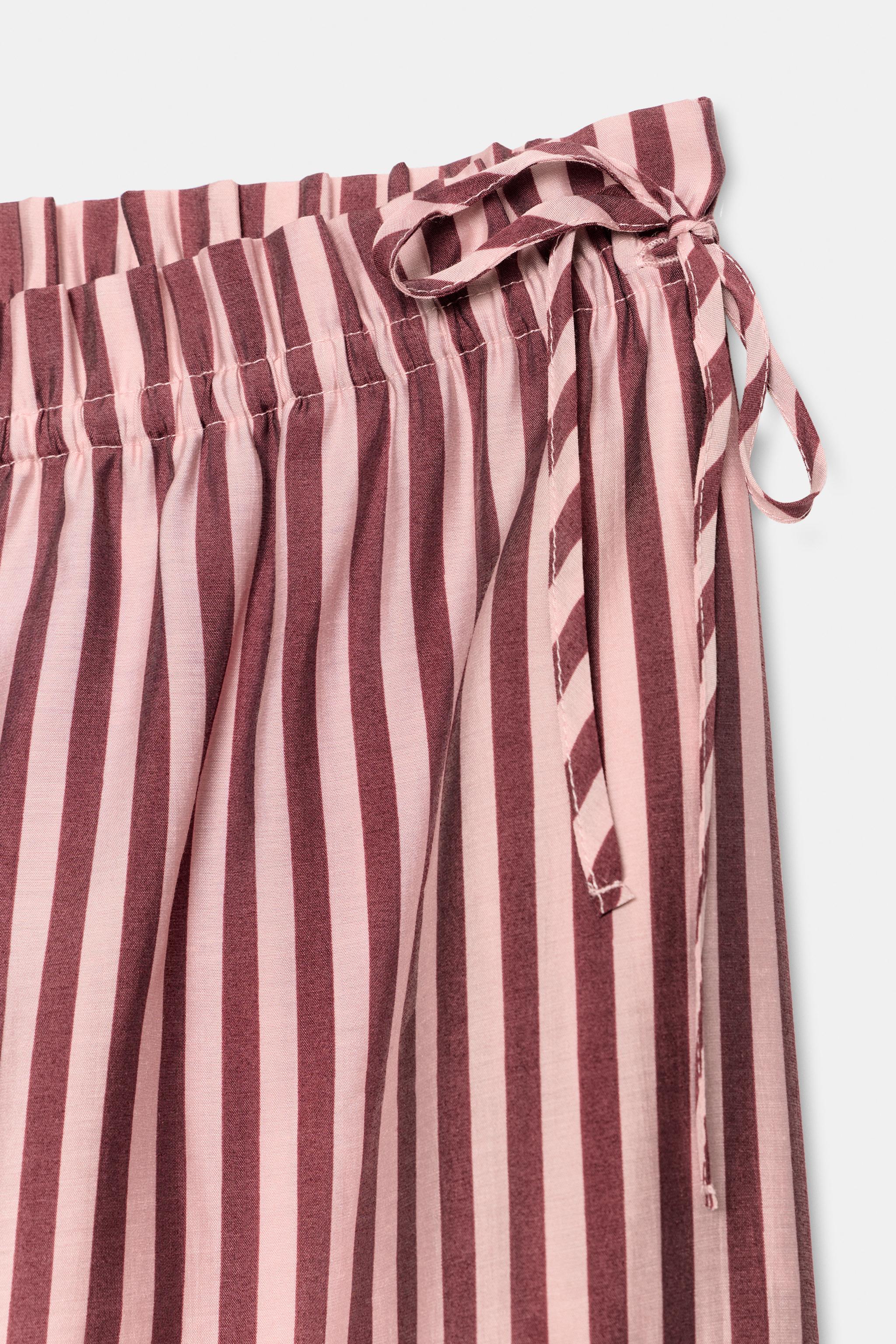 Zara Çizgili Geniş Paça Pantolon görsel 7