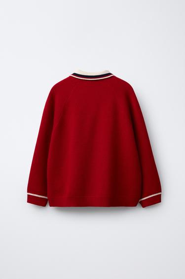 PULL EN MAILLE POLO NUMÉRO - Bleu marine foncé de Zara - Image 1