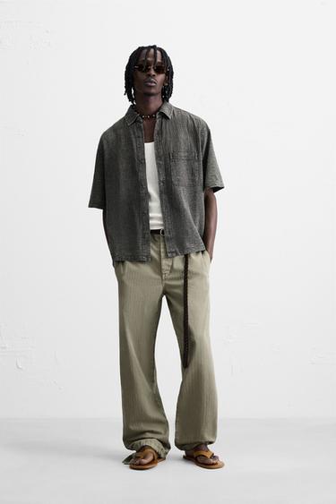 Zara WASHED TEXTURE SHIRT - Gray - Image 0