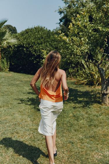 SATIN HALTER TOP - Orange by Zara - Image 5