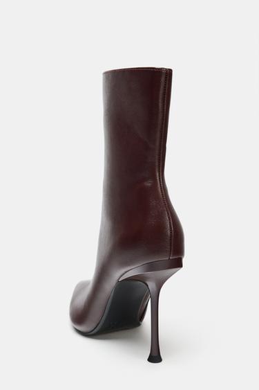 STILETTO HEEL ANKLE BOOTS - Brown by Zara