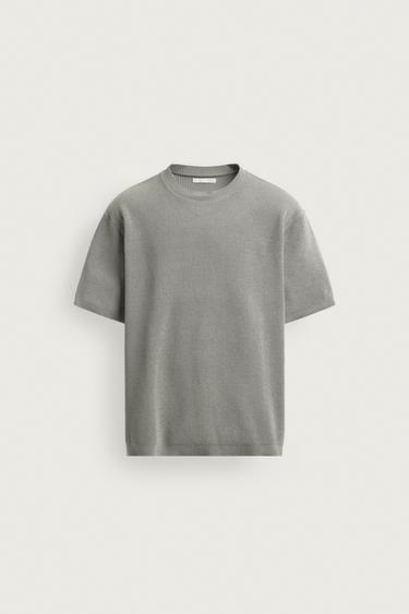 CAMISETA ESTRUCTURA CHENILLA - Gris claro de Zara