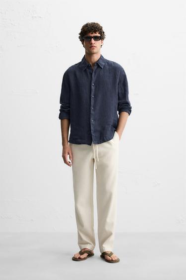 PANTALÓN RELAXED FIT TEXTURA - Beige claro de Zara - Imagen 0