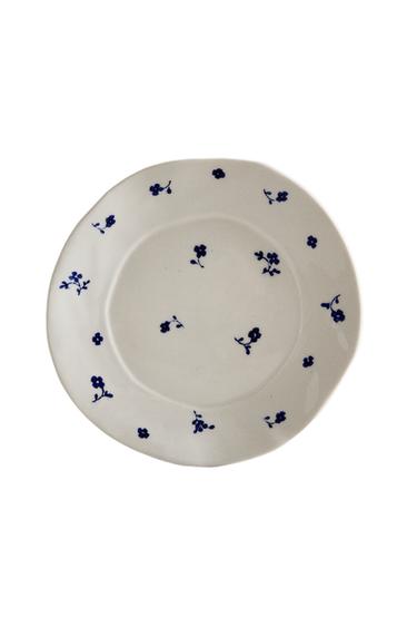 DESSERTTELLER AUS PORZELLAN MIT BLUMEN - Weiß / Marineblau von Zara