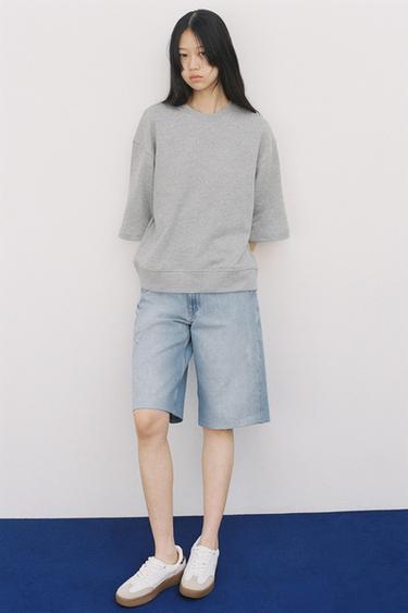 TRF ミッドライズ デニムバミューダショーツブルーZaraのTRF ミッドライズ デニムバミューダショーツ - ブルー 