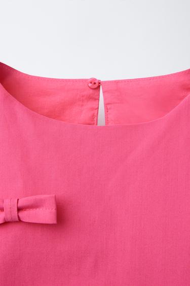 ROBE EN POPELINE AVEC LACETS - Fuchsia de Zara - Image 2