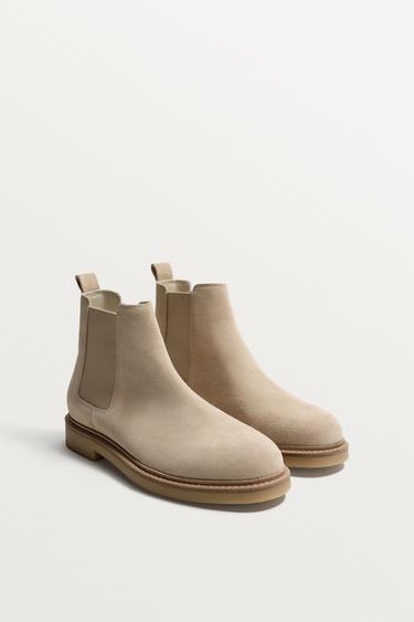 LEATHER CHELSEA BOOTS - Ecru White by Zara