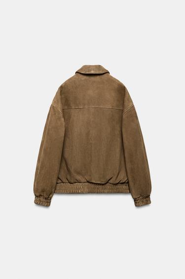 OVERSIZE SUEDE LEATHER JACKET ZW COLLECTION LIMITED EDITION - camel by Zara - Image 4