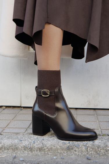 BOTIM SALTO CANO EM TECIDO - Marrom da Zara