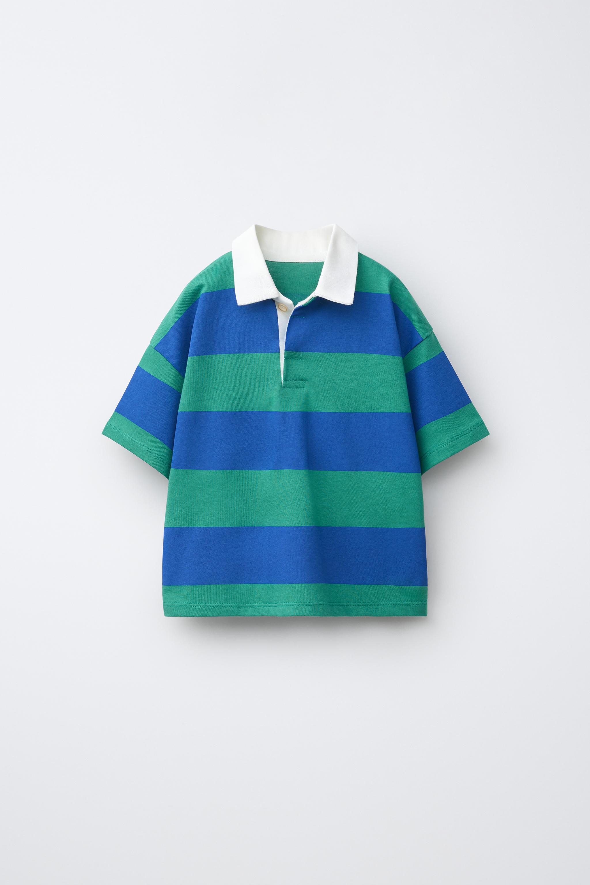STRIPED PRINT POLO SHIRT — Green
