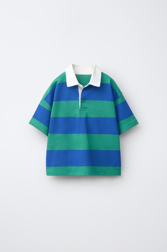 STRIBET POLOSHIRT - grøn fra Zara - Billede 0
