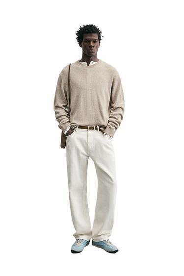 Zara COTTON BLEND CABLE JUMPER - Sand / Marl