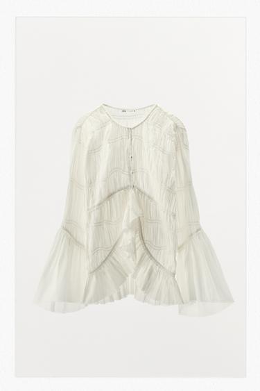 ASYMMETRIC TEXTURED BLOUSE - LIMITED EDITION - Oyster-white by Zara