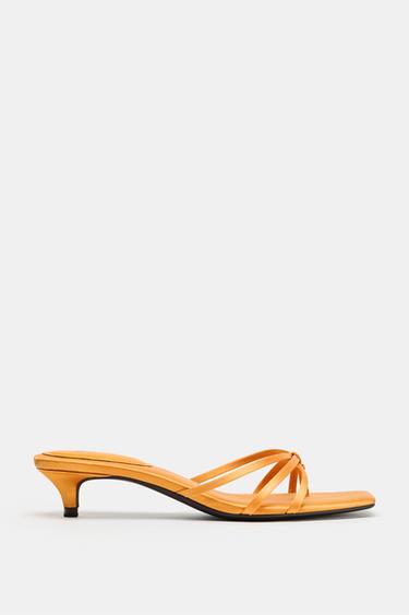 Zara Turuncu - SATEN KISA SİVRİ TOPUKLU SANDALET
