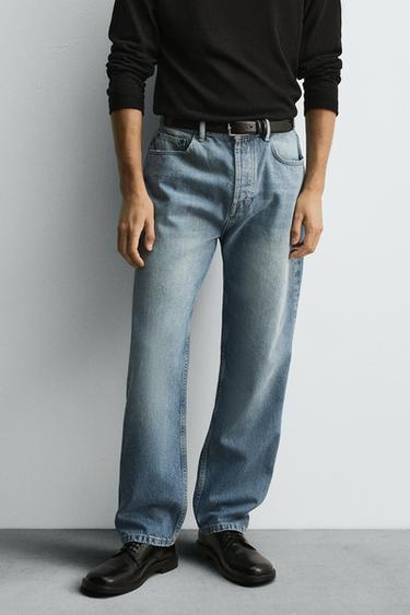 STRAIGHT ANKLE FIT JEANS - Mid-blue by Zara