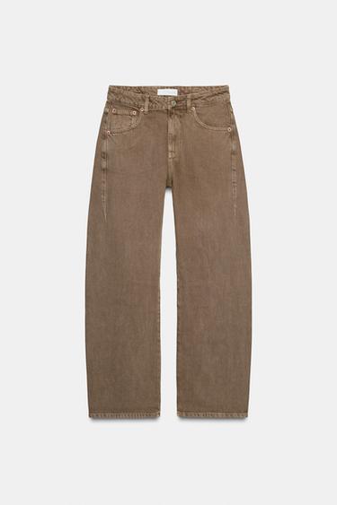 TRF FULL LENGTH MID-WAIST JEANS - Brown / Taupe by Zara