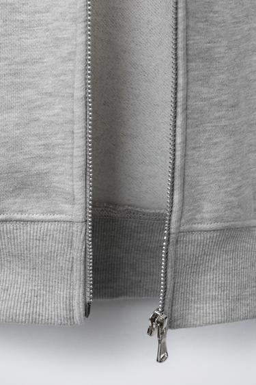 SWEAT BASIQUE ZIPPÉ - Gris chiné de Zara - Image 3