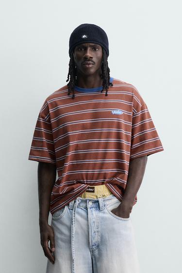 ЖАККАРДОВАЯ ФУТБОЛКА PUKAS SURF X ZARA В ПОЛОСКУ — Brown Stripes от Zara