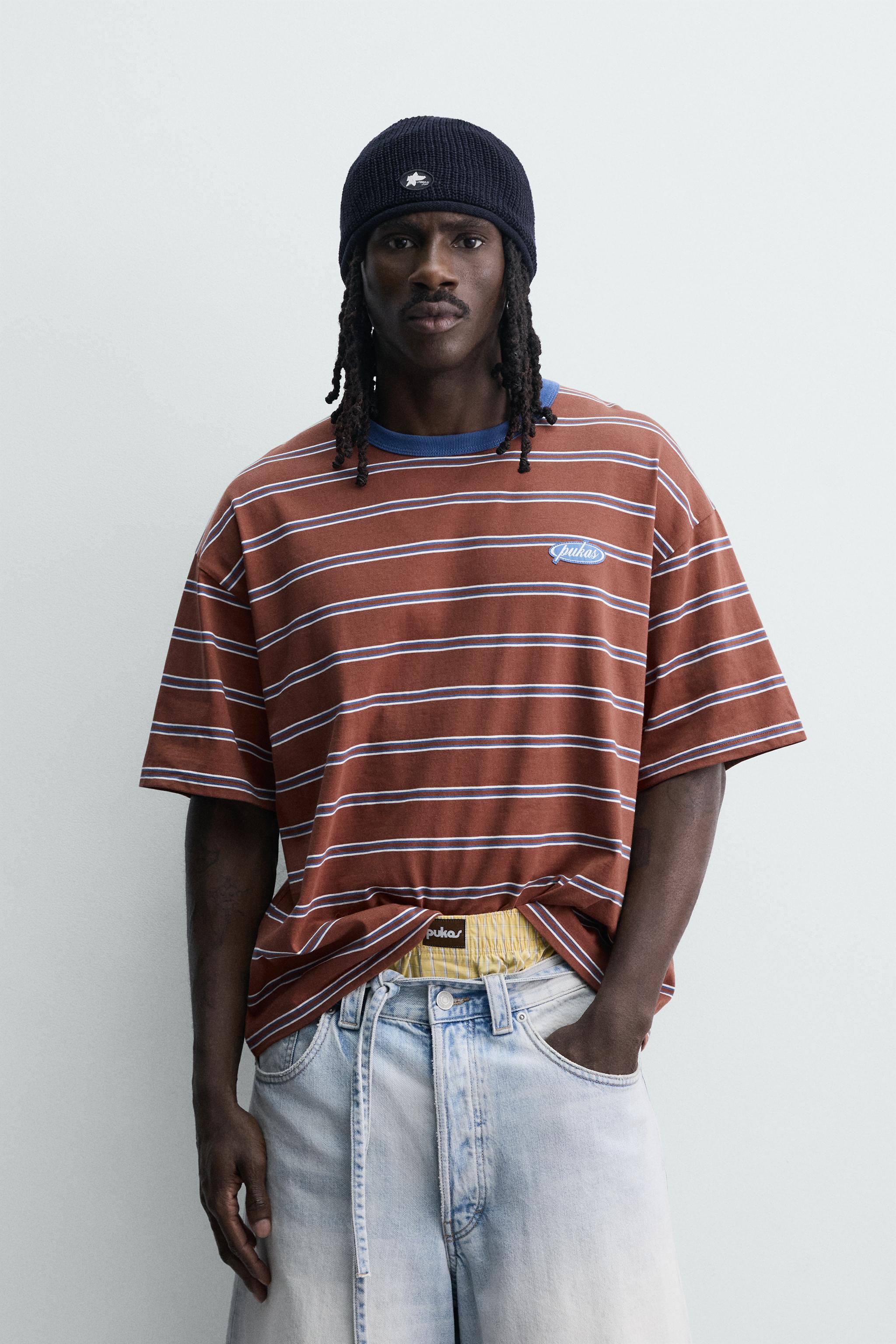 Мужские футболки Zara PUKAS SURF X ZARA STRIPED JACQUARD T-SHIRT — фото 2