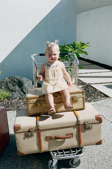 Zara EMBROIDERED PLAID DRESS AND PANTY SET - Butter