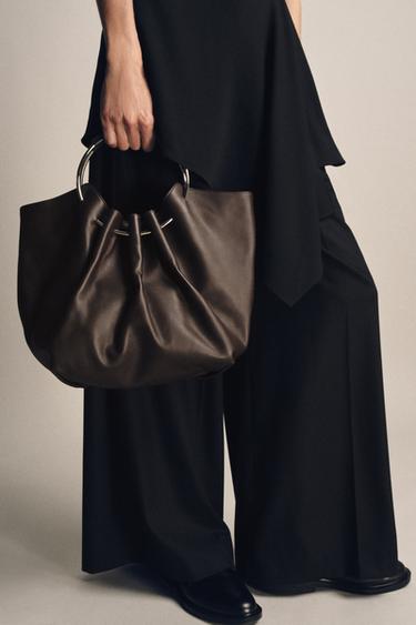 RIGID STRAP LEATHER BUCKET BAG - Brown by Zara - Image 2