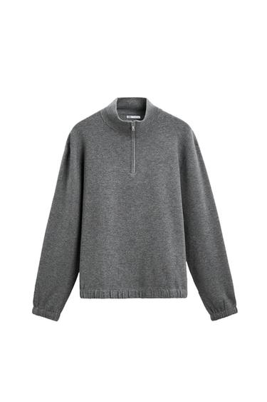 HIGH NECK QUARTER-ZIP SWEATER