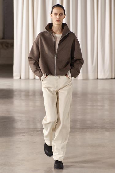 ZW COLLECTION IKKI TOMONLAMA YUNG ARALASHDAN JAKET - Och jigarrang Zara tomonidan - Tasvir 0