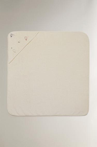 BALLOONS HOODED BABY TOWEL - Light beige by Zara - Image 1
