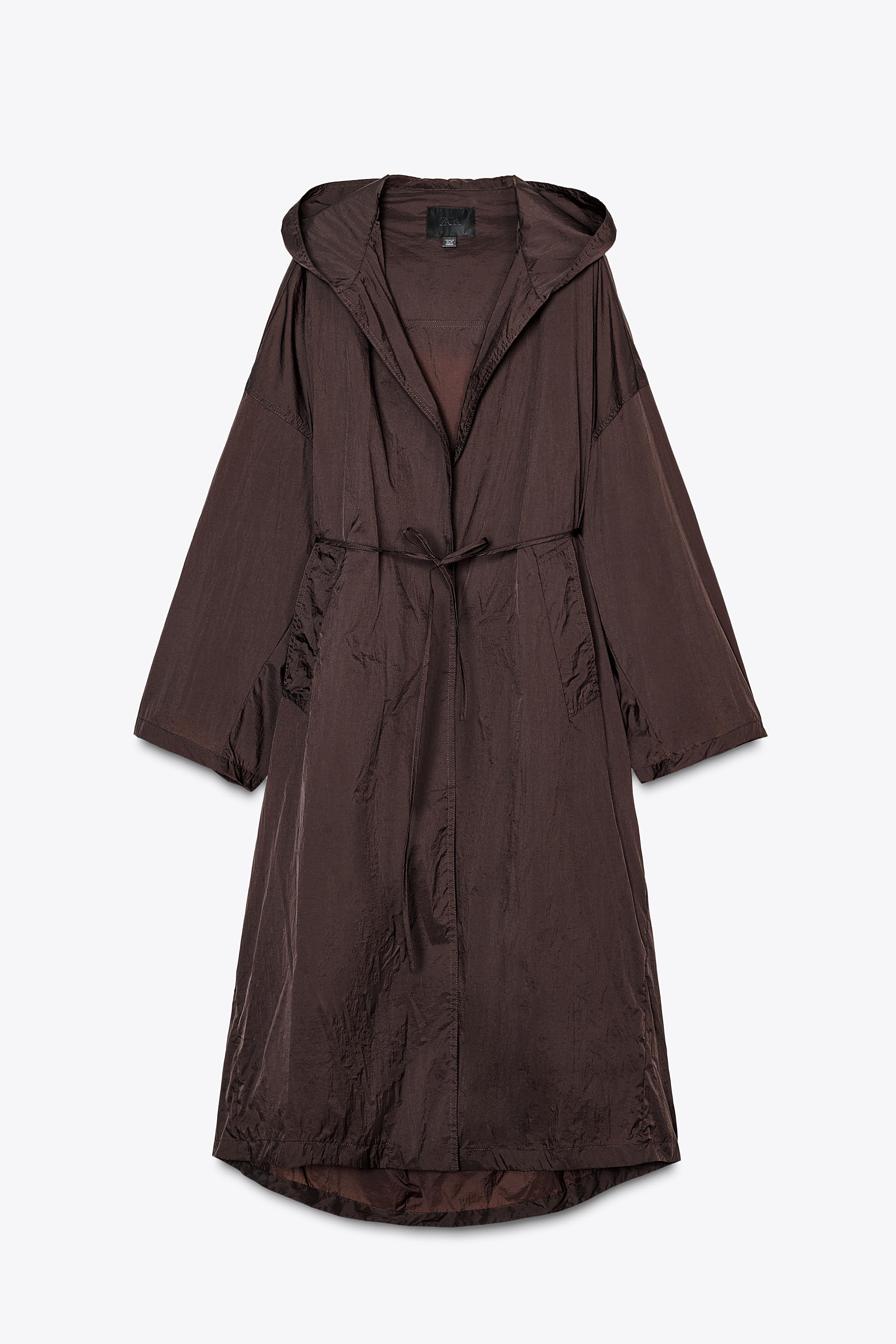 撥水加工パラシュートロングジャケット - チョコレート | ZARA 撥水加工パラシュートロングジャケット - チョコレート | ZARA