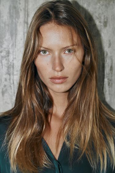 SATIN BLOUSE WITH THIN BELT - Duck green by Zara - Image 3