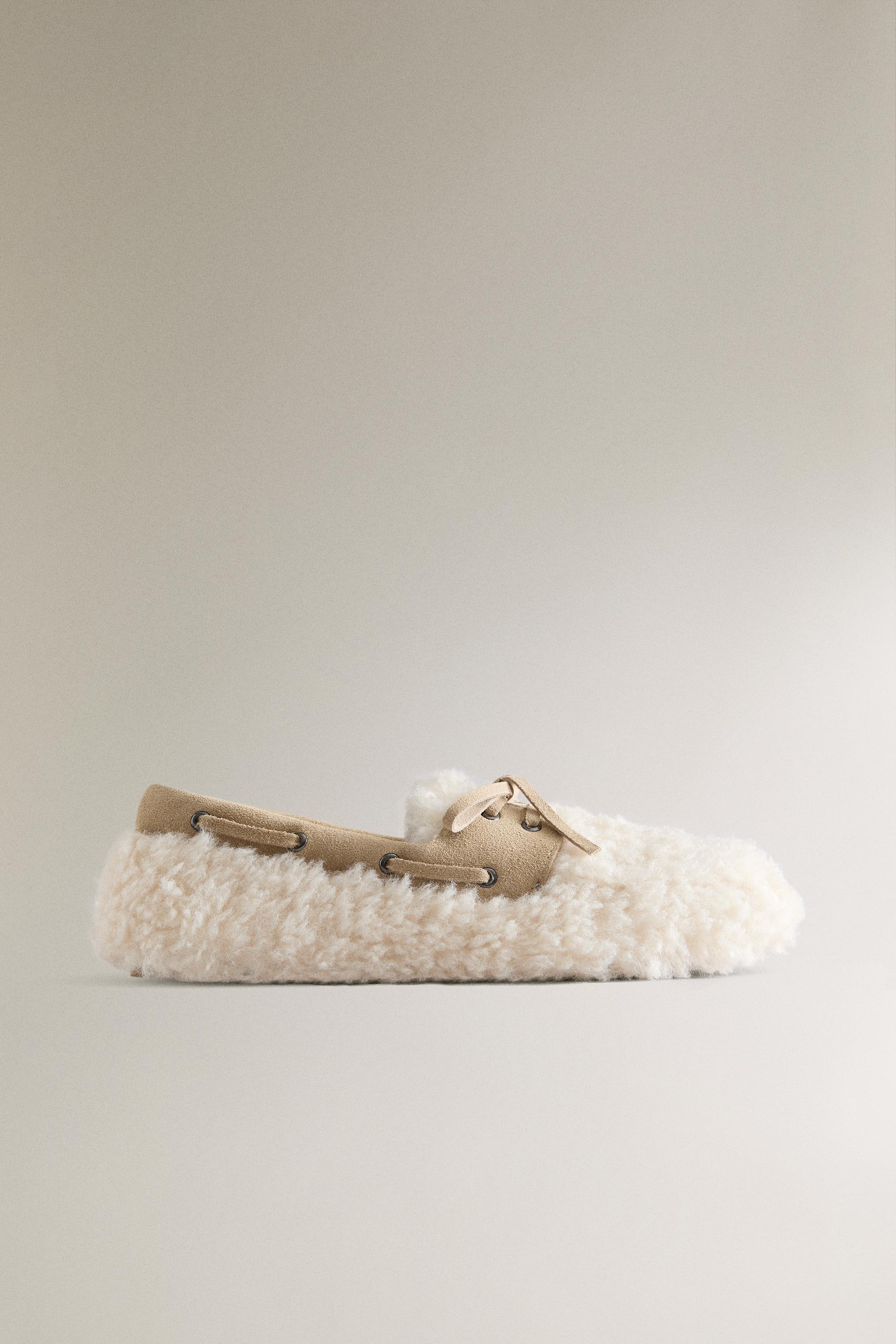 FAUX SHEARLING LEATHER LOAFERS