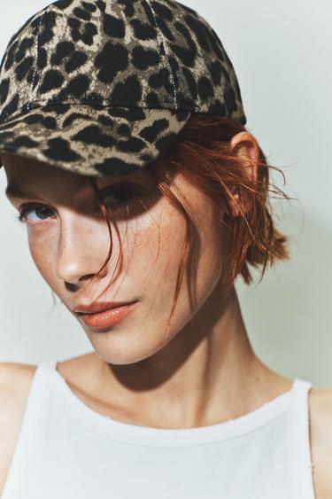 Zara ANIMAL PRINT TWILL CAP - Leopard - Image 0