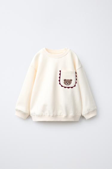 EMBROIDERED POCKET SWEATSHIRT - Mid-ecru by Zara