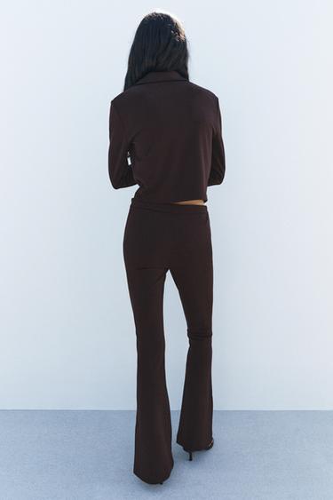 PANTALON FLARE EN CRÊPE - Marron de Zara - Image 2