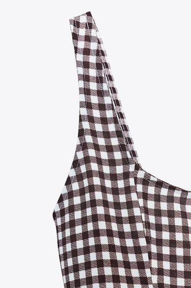 GINGHAM CHECK DRESS - Brown by Zara - Image 5