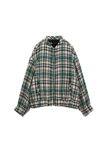 CHECK TEXTURED BOMBER JACKET