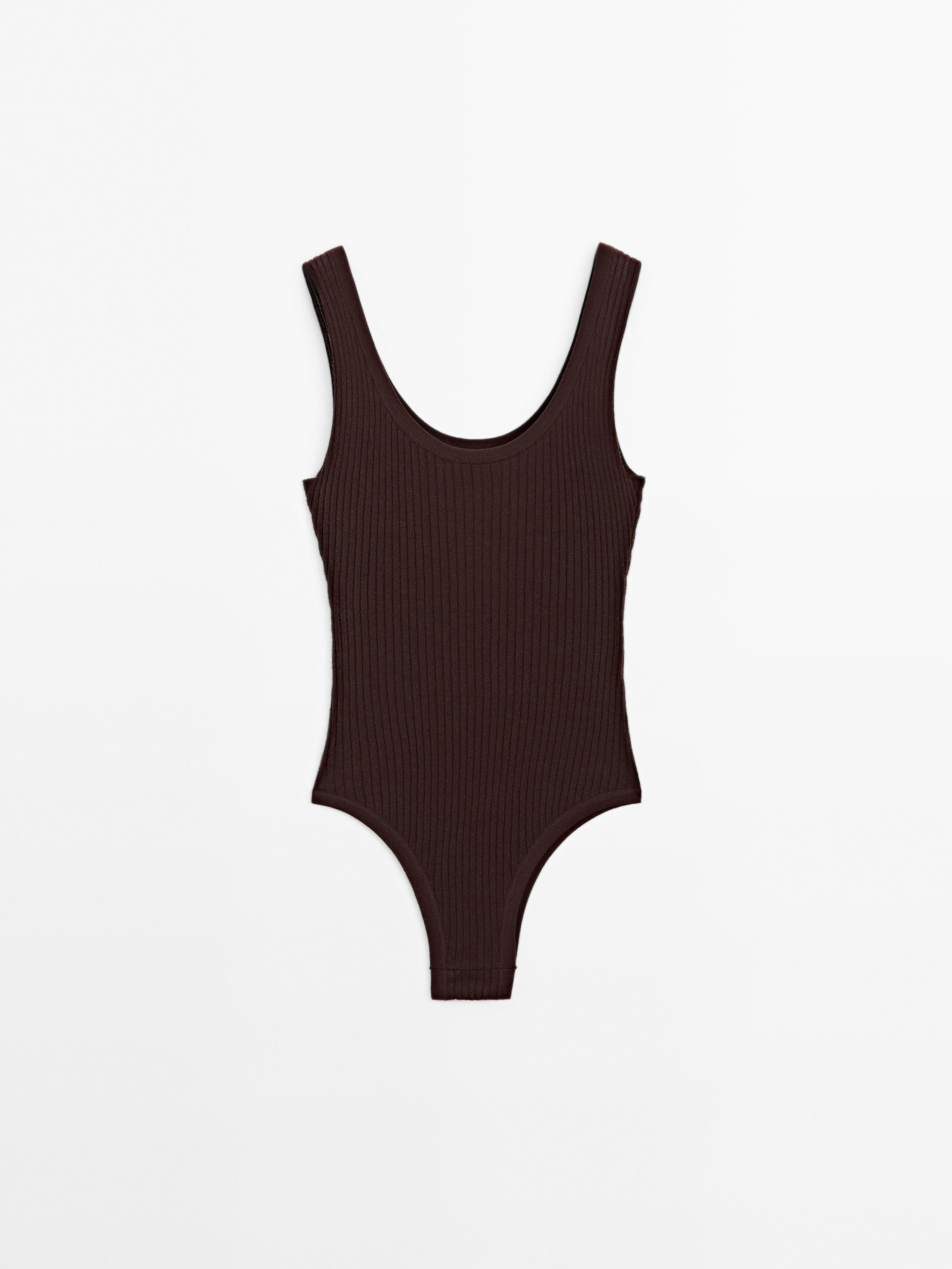 Knit bodysuit with round neckline - STUDIO