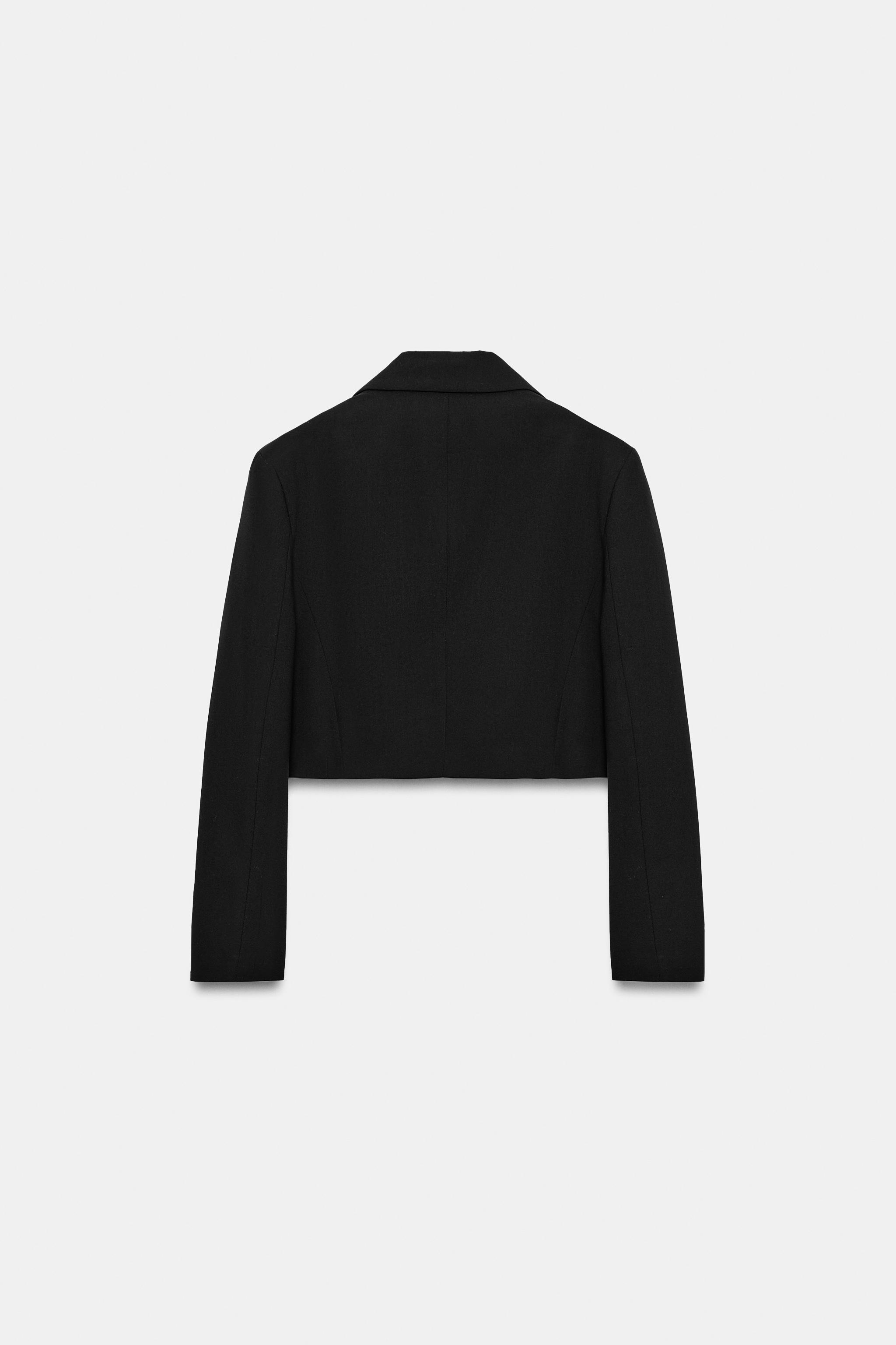 SHORT BLAZER WITH SHOULDER PADS — Black