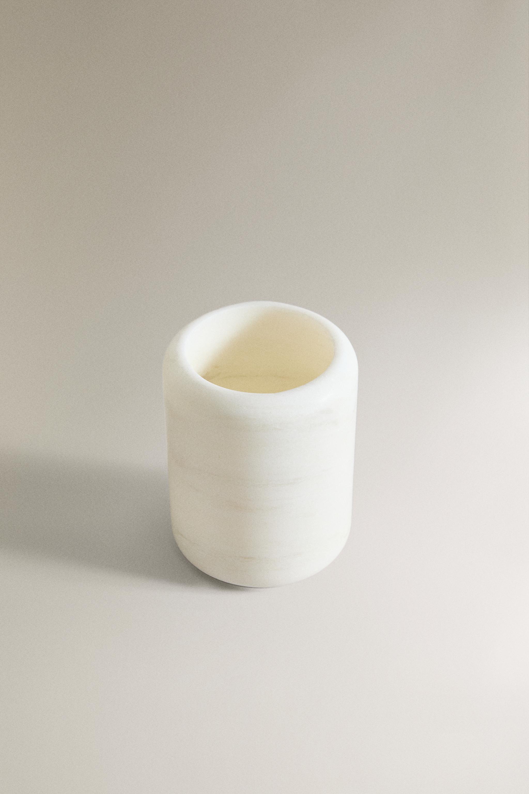 WHITE MARBLE BATHROOM TUMBLER — white