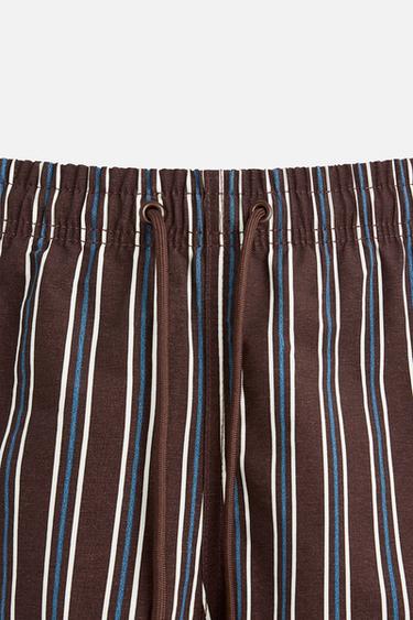 STRIPED MID-LENGTH SWIMMING TRUNKS - Burgundy by Zara - Image 8