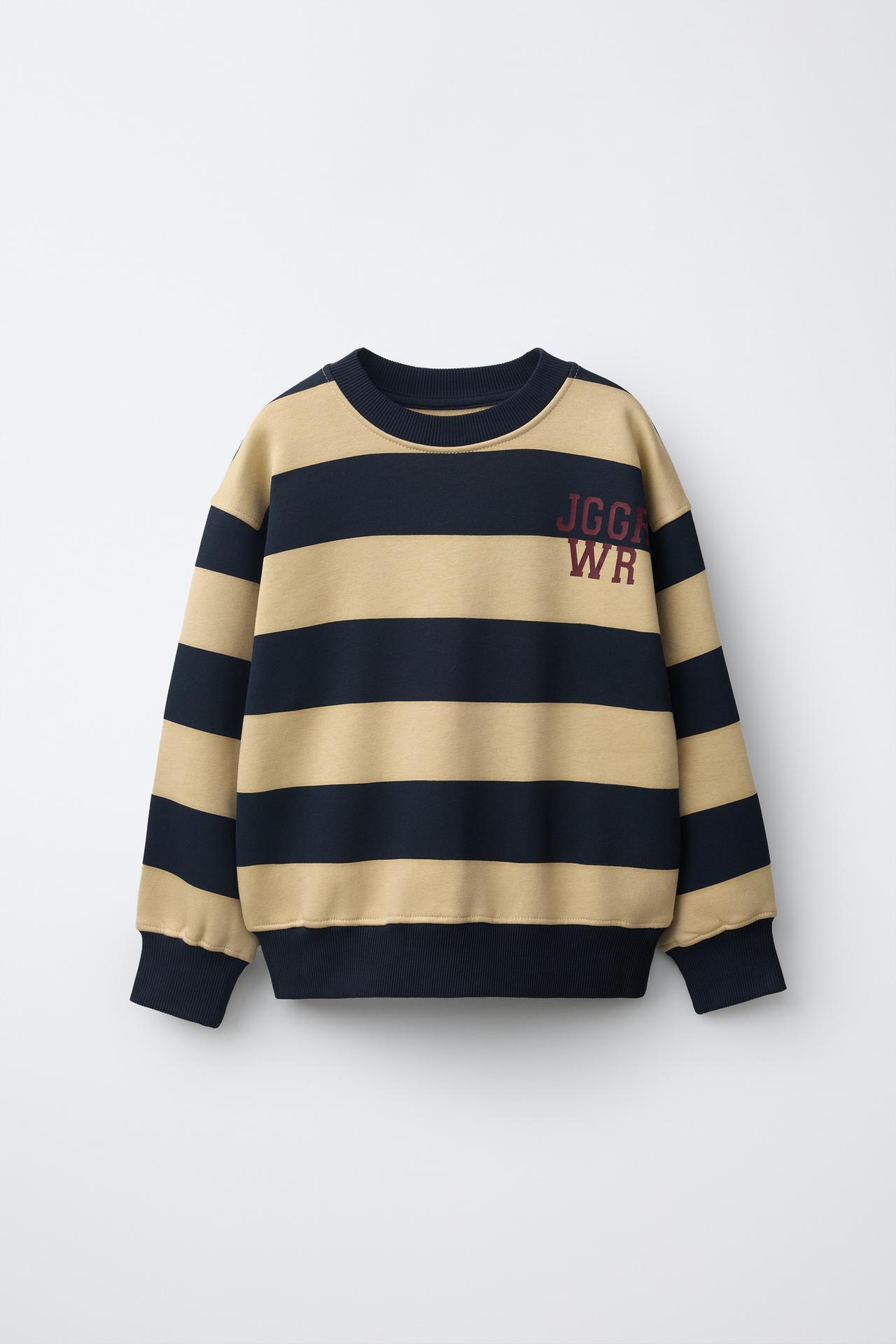 STRIPED NUMBER PATCH SWEATSHIRT — Blue