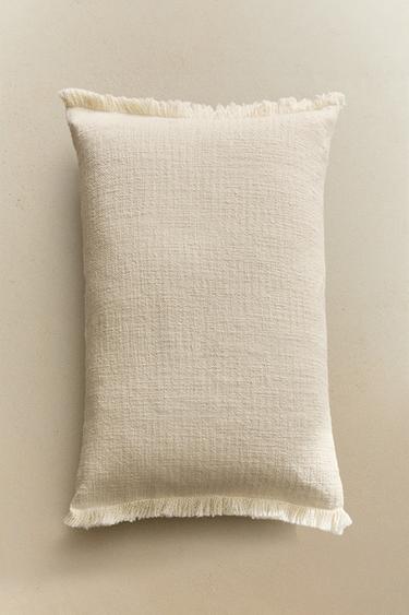 Zara FRINGED THROW PILLOW COVER - Ecru